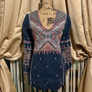 🌵JOHNNY WAS🌵LINEN EMBROIDERED TUNIC